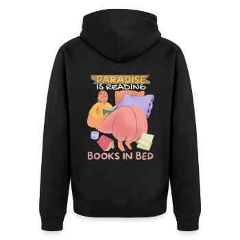 Book, Reading Books in Bed, Bookworm Boho Style - Unisex Premium Organic Zip Hoodie - black - Back - Nico (187cm)