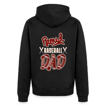 Proud Baseball-Dad, American Baseball Design - Unisex Premium Bio Zip Hoodie - Schwarz - Hinten - Nico (187cm)