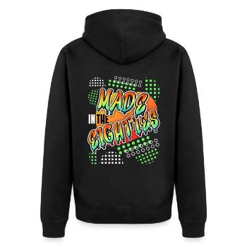 Made in the 80s, Retro Spruch 1980, 1980er Jahre - Unisex Premium Bio Zip Hoodie - Schwarz - Hinten - Nico (187cm)