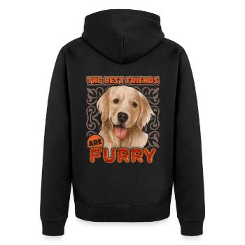 Goldener Retriever, Golden-Retriever Hund Spruch - Unisex Premium Bio Zip Hoodie - Schwarz - Hinten - Nico (187cm)