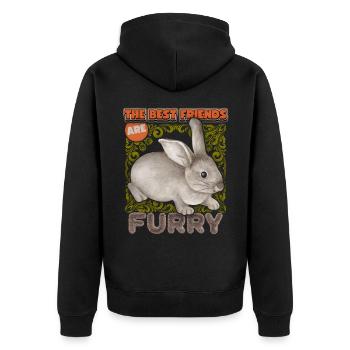 Kaninchen, Hase, vintage Aquarell, lustiger Spruch - Unisex Premium Bio Zip Hoodie - Schwarz - Hinten - Nico (187cm)