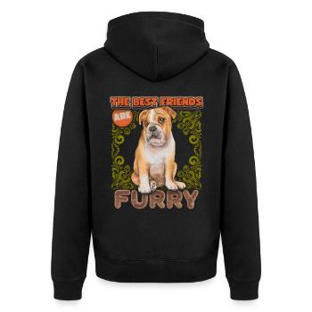 English Bulldog, Dog, Funny English Bulldog - Unisex Premium Organic Zip Hoodie - black - Back - Nico (187cm)