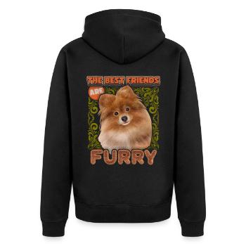 Pomeran, Spitz illustration vintage, chien disant - Veste à capuche bio Premium Unisexe - noir - Dos - Nico (187cm)