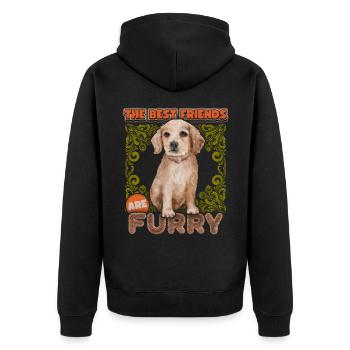 Vintage Cocker Spaniel Welpe, Hund, Spruch - Unisex Premium Bio Zip Hoodie - Schwarz - Hinten - Nico (187cm)