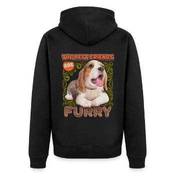 Beagle-Hund, Beagle-Welpe, vintage Aquarell Spruch - Unisex Premium Bio Zip Hoodie - Schwarz - Hinten - Nico (187cm)