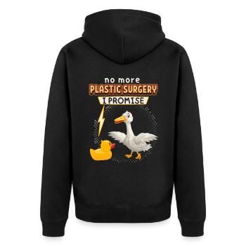 Comic duck, rubber duck, funny saying - Unisex Premium Organic Zip Hoodie - black - Back - Nico (187cm)