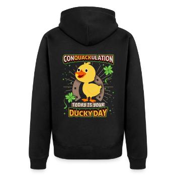 Comic Duck, Funny Saying, Pun - Unisex Premium Organic Zip Hoodie - black - Back - Nico (187cm)