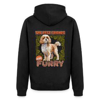 Cavapoo dog vintage illustration, funny saying - Unisex Premium Organic Zip Hoodie - black - Back - Nico (187cm)