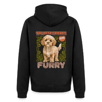 Cavapoo Puppy, Vintage, Illustration de chien, Dire - Veste à capuche bio Premium Unisexe - noir - Dos - Nico (187cm)
