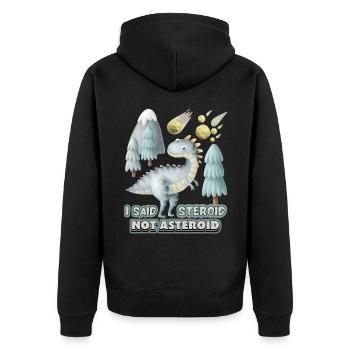 Drôle de dinosaure 3D, disant avec un astéroïde - Veste à capuche bio Premium Unisexe - noir - Dos - Nico (187cm)