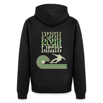 Skater Skating Skateboard Spruch - Unisex Premium Bio Zip Hoodie - Schwarz - Hinten - Nico (187cm)