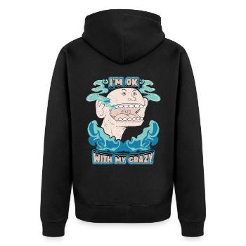 Comic, Comic Strips, Crazy Man, Funny Saying - Unisex Premium Organic Zip Hoodie - black - Back - Nico (187cm)