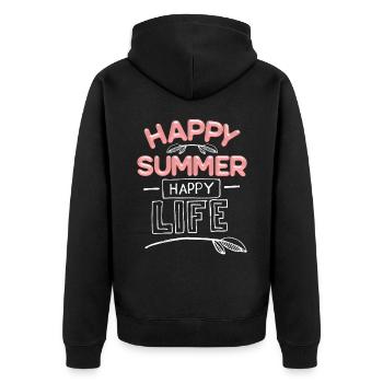 Summer Summer, Happy-Summer Saying - Unisex Premium Organic Zip Hoodie - black - Back - Nico (187cm)