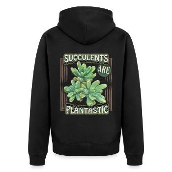 Illustration succulente, dicton drôle, jeu de mots - Veste à capuche bio Premium Unisexe - noir - Dos - Nico (187cm)