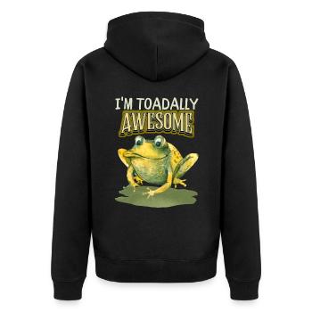 Frog Funny Saying, Pun, Toadally-Awesome - Unisex Premium Organic Zip Hoodie - black - Back - Nico (187cm)