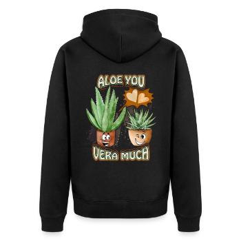 Aloe Vera, Blumen Valentinstag lustiger Spruch Pun - Unisex Premium Bio Zip Hoodie - Schwarz - Hinten - Nico (187cm)