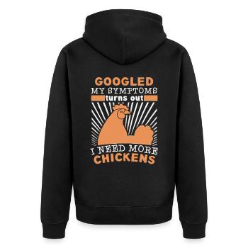 Funny Chicken, Chickens Saying, Joke - Unisex Premium Organic Zip Hoodie - black - Back - Nico (187cm)