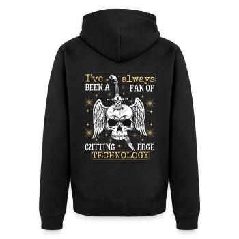Crâne vintage avec poignard, drôle de dicton - Veste à capuche bio Premium Unisexe - noir - Dos - Nico (187cm)