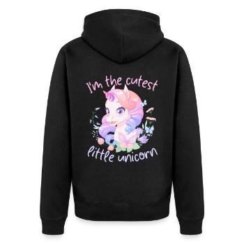Licorne Kawaii, fille licorne, disant - Veste à capuche bio Premium Unisexe - noir - Dos - Nico (187cm)
