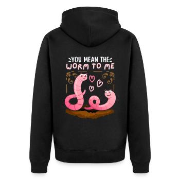 Worms in love Saint-Valentin drôle de dicton, jeu de mots - Veste à capuche bio Premium Unisexe - noir - Dos - Nico (187cm)
