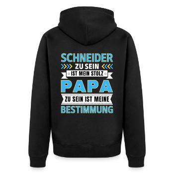 Schneider zu sein ist mein Stolz; Papa Geschenk - Unisex Premium Bio Zip Hoodie - Schwarz - Hinten - Nico (187cm)