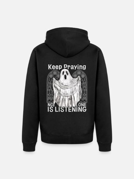 Uncanny Ghost, Ghost Gothic Saying - Unisex Premium Organic Zip Hoodie - black