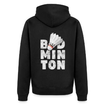 Federball, Federballspiel, Badminton Game, Spruch - Unisex Premium Bio Zip Hoodie - Schwarz - Hinten - Nico (187cm)