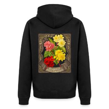 Begonie Blume, Vintage botanische Illustration - Unisex Premium Bio Zip Hoodie - Schwarz - Hinten - Nico (187cm)