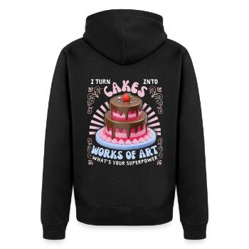 Bake cake, cake, baker, funny saying - Unisex Premium Organic Zip Hoodie - black - Back - Nico (187cm)