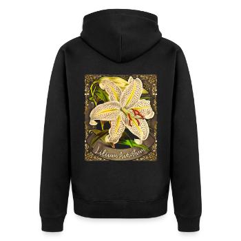 Vintage Lily, Tiger Lily, Botanical Illustration - Unisex Premium Organic Zip Hoodie - black - Back - Nico (187cm)