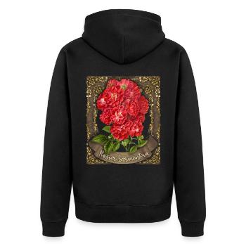 Rose antique, Rose botanique, Roses millésimées - Veste à capuche bio Premium Unisexe - noir - Dos - Nico (187cm)