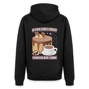 Chocolate cake, chocolate, 3d funny saying - Unisex Premium Organic Zip Hoodie - black - Back - Nico (187cm)