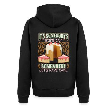 Kuchen, Geburtstag, Geburtstagstorte, 3D Spruch - Unisex Premium Bio Zip Hoodie - Schwarz - Hinten - Nico (187cm)