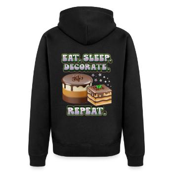 Kuchendeko, Kuchen und Torte dekorieren, Spruch - Unisex Premium Bio Zip Hoodie - Schwarz - Hinten - Nico (187cm)