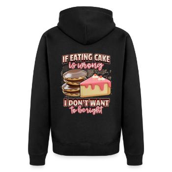 Lustiger Spruch Torte, Bäckerei, Kuchen backen, 3d - Unisex Premium Bio Zip Hoodie - Schwarz - Hinten - Nico (187cm)