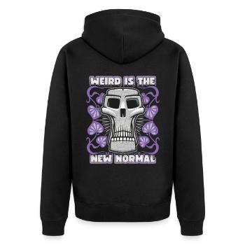 Totenkopf, Weird Skull, lustiger Spruch, Zitat - Unisex Premium Bio Zip Hoodie - Schwarz - Hinten - Nico (187cm)