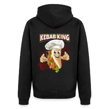 Kebab King, Funny Kebab Saying, Doner Kebap - Unisex Premium Organic Zip Hoodie - black - Back - Nico (187cm)