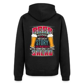 Bier, Lustiger Spruch, Witz für Biertrinker - Unisex Premium Bio Zip Hoodie - Schwarz - Hinten - Nico (187cm)