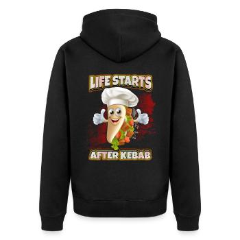 Kebab Chef, Funny Kebab Saying, Döner Kebap - Unisex Premium Organic Zip Hoodie - black - Back - Nico (187cm)