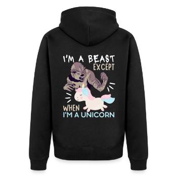 Licorne Licorne, Monstre, Dicton Zombie - Veste à capuche bio Premium Unisexe - noir - Dos - Nico (187cm)