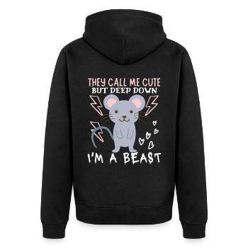Mouse, Mouse, Funny Saying, Irony - Unisex Premium Organic Zip Hoodie - black - Back - Nico (187cm)