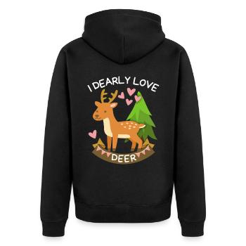 Drôle de dicton avec cerf, I-Love-Deer, Pun - Veste à capuche bio Premium Unisexe - noir - Dos - Nico (187cm)