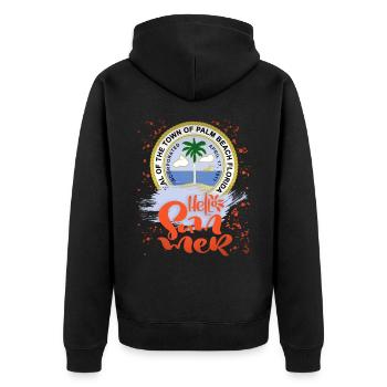 Palm-Beach Florida, Sommerurlaub, Spruch - Unisex Premium Bio Zip Hoodie - Schwarz - Hinten - Nico (187cm)