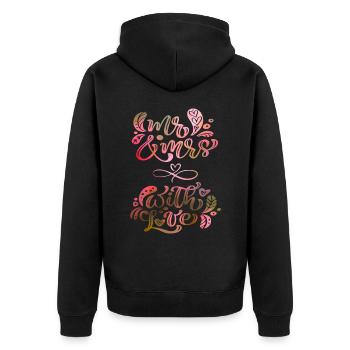 Mr & Mrs, Love-Love, Wedding, Wedding Typography - Unisex Premium Organic Zip Hoodie - black - Back - Nico (187cm)