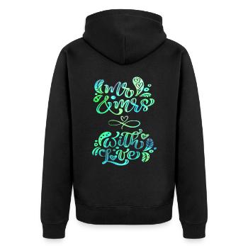 Mr & Mrs, Love-Love, Wedding, Wedding Typography - Unisex Premium Organic Zip Hoodie - black - Back - Nico (187cm)