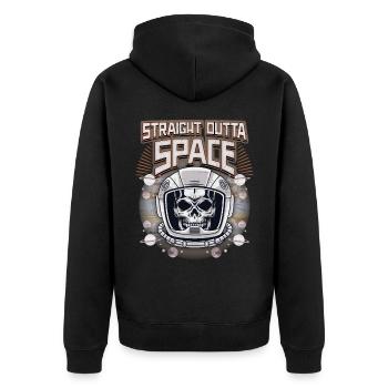 Totenkopf, Skull, Astronaut-Kosmonaut Spruch - Unisex Premium Bio Zip Hoodie - Schwarz - Hinten - Nico (187cm)