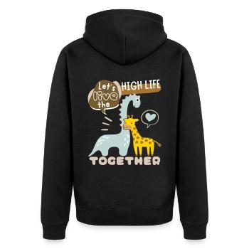 Dinosaurier Cute-Giraffe Valentinstag Liebe-Spruch - Unisex Premium Bio Zip Hoodie - Schwarz - Hinten - Nico (187cm)