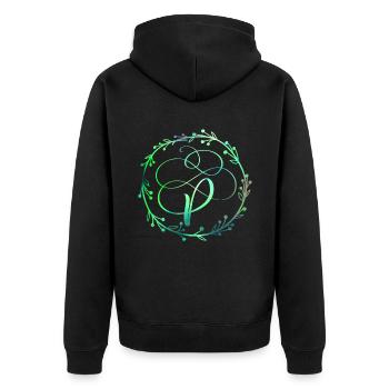 Monogramme, lettre P, ornement de calligraphie - Veste à capuche bio Premium Unisexe - noir - Dos - Nico (187cm)