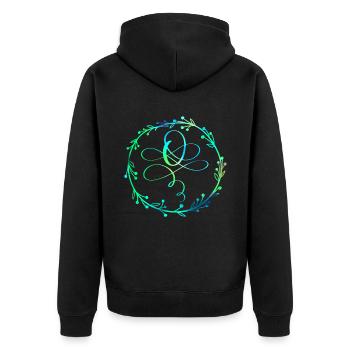 Monogramme, Lettre O, Ornement de calligraphie - Veste à capuche bio Premium Unisexe - noir - Dos - Nico (187cm)