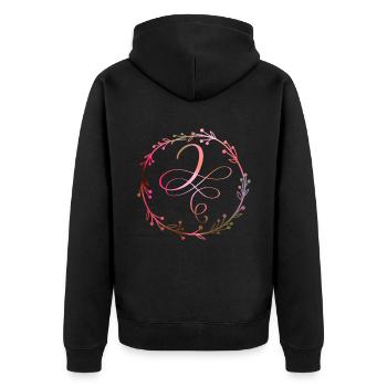 Monogram, Letter J, Calligraphy Ornament - Unisex Premium Organic Zip Hoodie - black - Back - Nico (187cm)